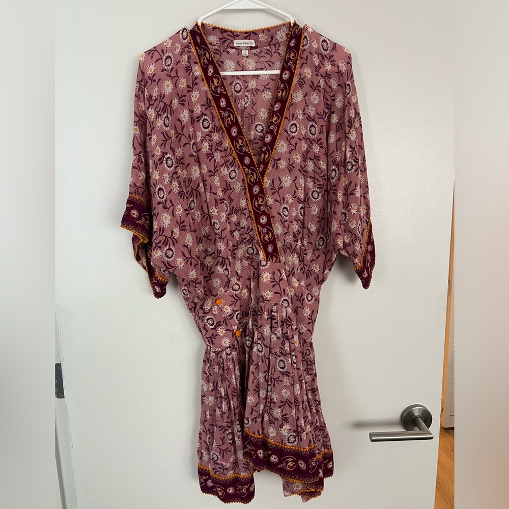 Poupette St. Barth Pink and Burgundy Mini Dress